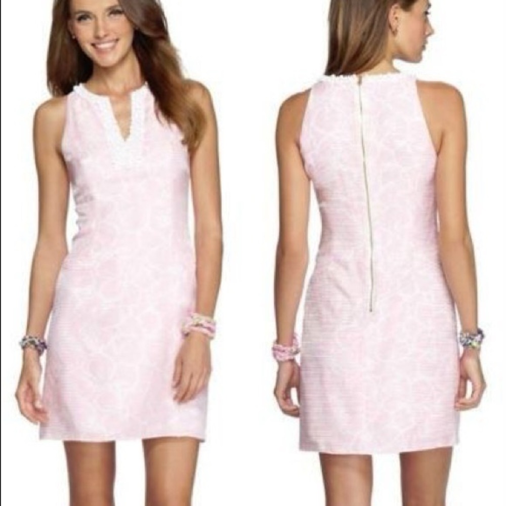 Lilly Pulitzer Light Pink Printed Sleeveless Notch-Neck Shift Dress